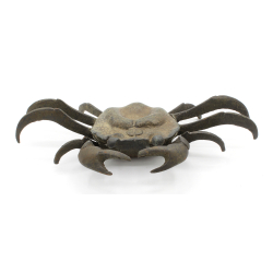 Figura antigua japonesa de bronce FIG64 cangrejo vista 2