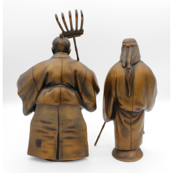 Pareja de figuras antiguas japonesas en bronce macizo FIG69 vista 2 Pareja de figuras antiguas japonesas en bronce macizo FIG69 vista 2