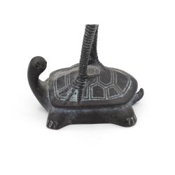 Antique Japanese bronze figurine FIG72 crane over turtle view 2
